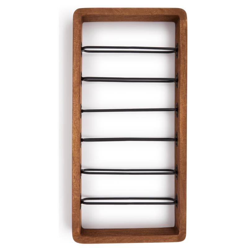 Range-bouteilles en bois de manguier - marron foncé