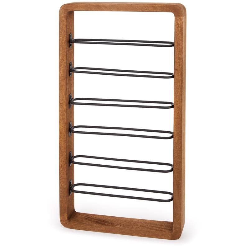 Range-bouteilles en bois de manguier - marron foncé