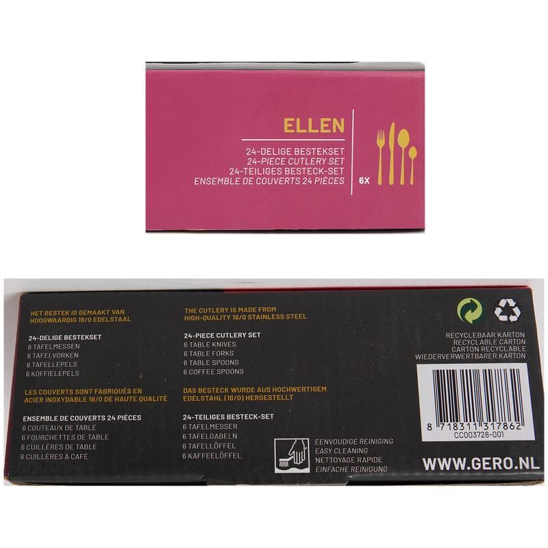 Ménagère 24 couverts Ellen - or