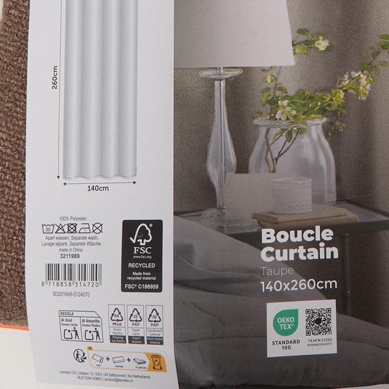 Rideau prêt-à-poser en bouclé - taupe