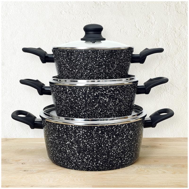 Marble stone pannenset