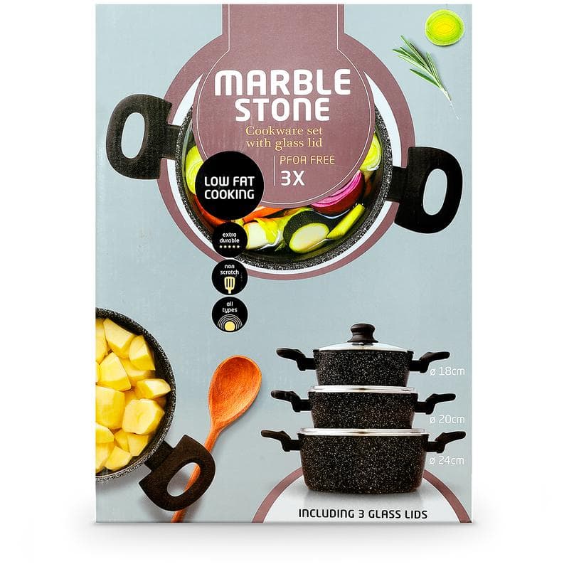 Marble stone pannenset