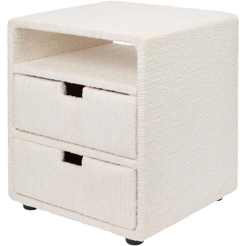 Table de nuit en chenille - crème