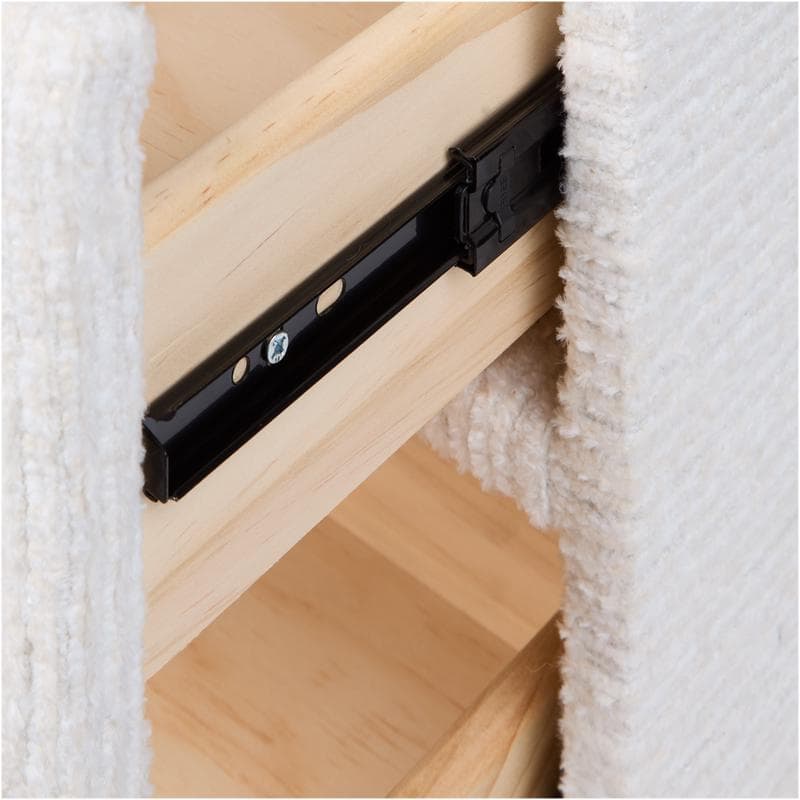 Table de nuit en chenille - crème