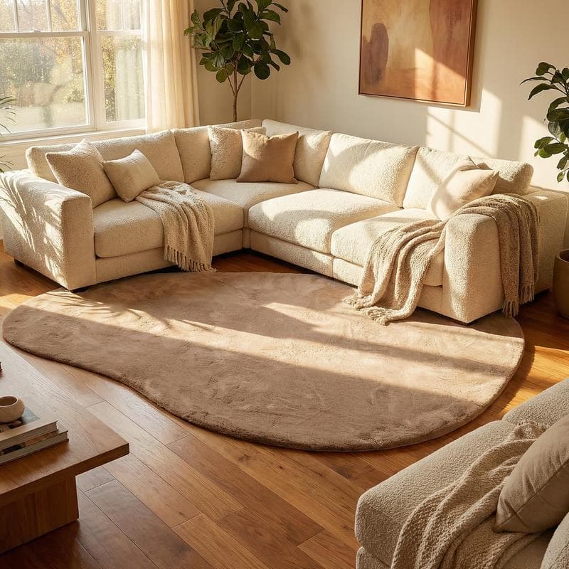 Tapis asymétrique Faux Fur - taupe