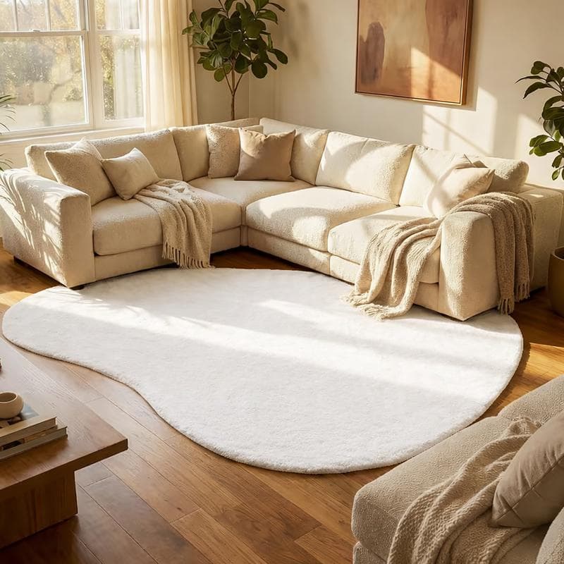 Organisch vloerkleed Faux Fur - beige