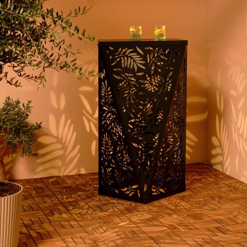 Table de bar avec LED solaire - noir