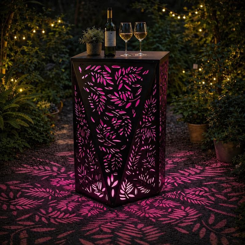 Bartafel met solarverlichting - zwart
