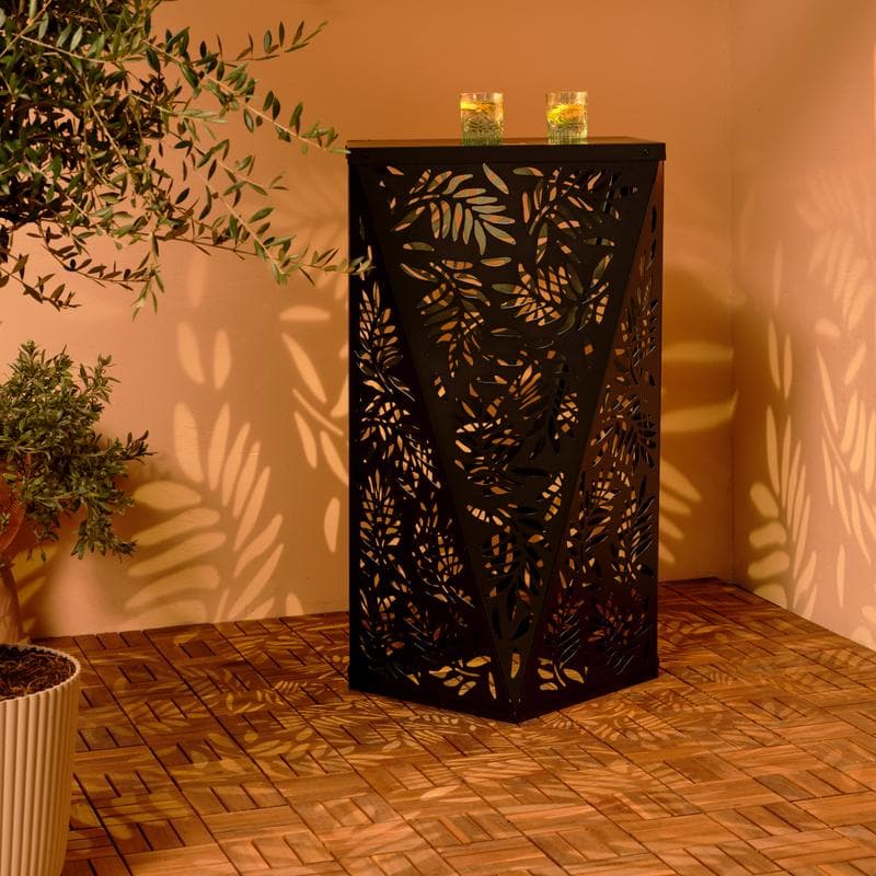 Table de bar avec LED solaire - noir