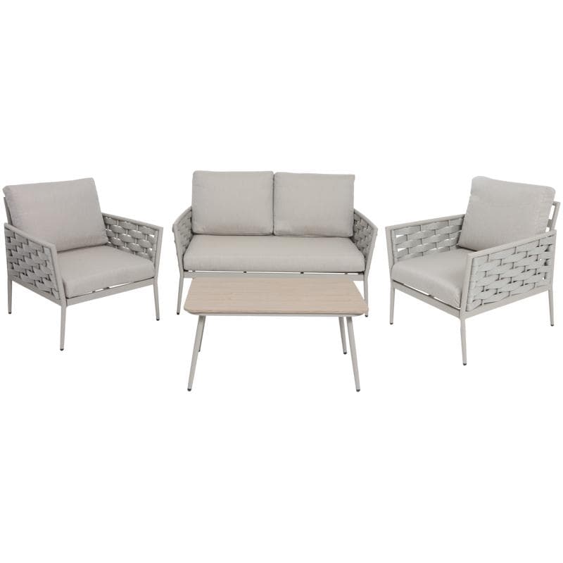 Loungeset 4‑delig – zand | 2‑zits + 2 x 1‑zits + tafel