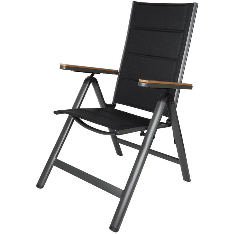 Verstelbare tuinstoelen met geïntegreerd kussen – zwart