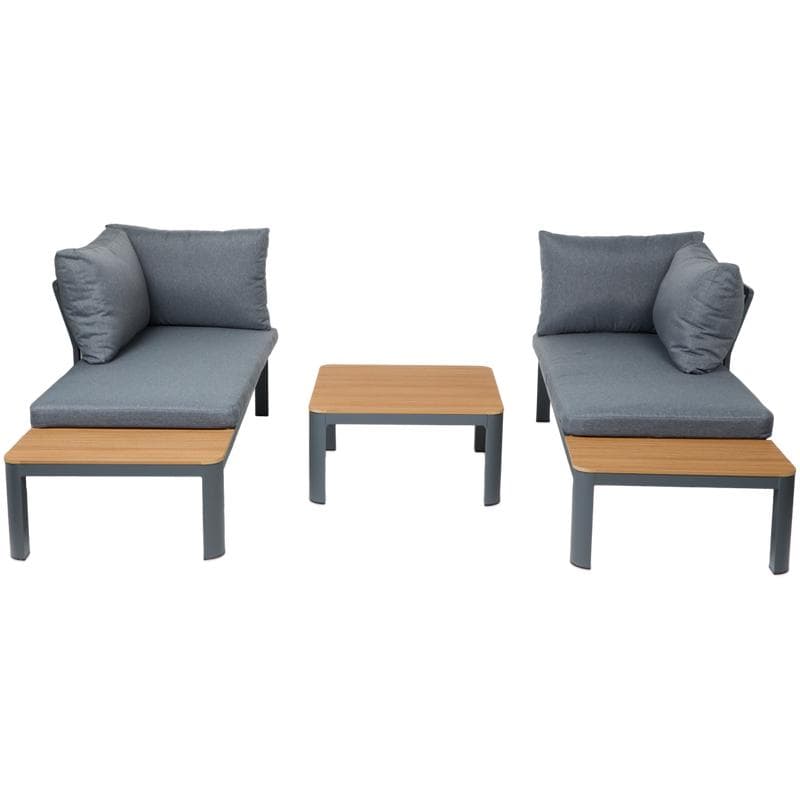 Salon de jardin modulable 3 pièces - gris