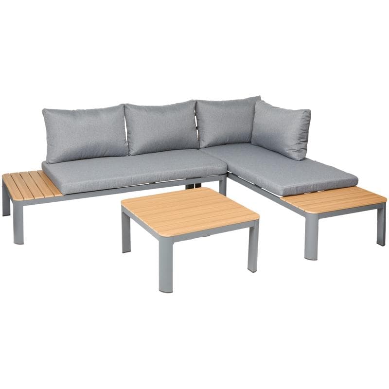 Salon de jardin modulable 3 pièces - gris