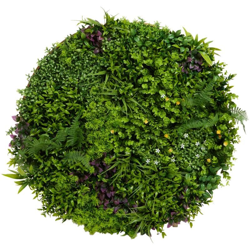 Décoration murale ronde avec plantes artificielles