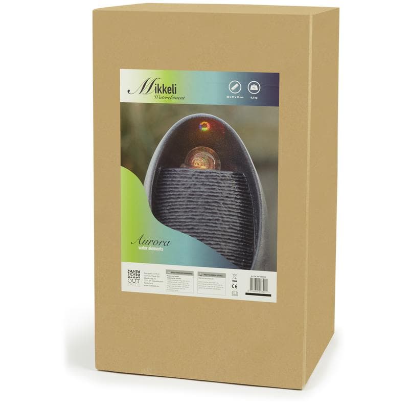 Fontaine avec effet lumineux et boule en verre