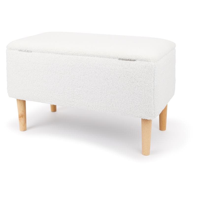 Banc de rangement en teddy - blanc