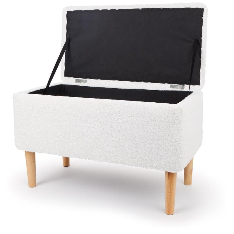 Banc de rangement en teddy - blanc