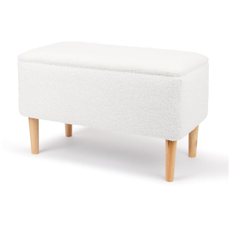 Banc de rangement en teddy - blanc