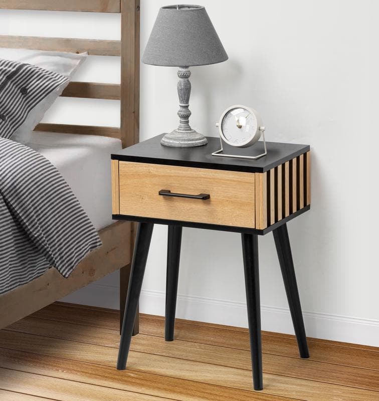 Table de chevet - bois naturel & noir