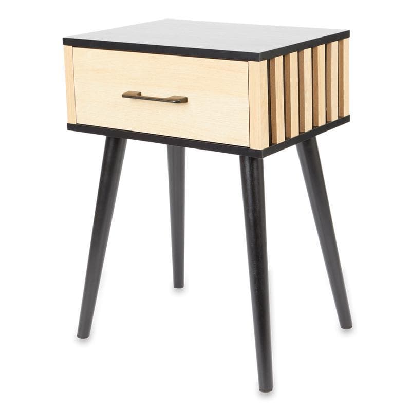 Table de chevet - bois naturel & noir