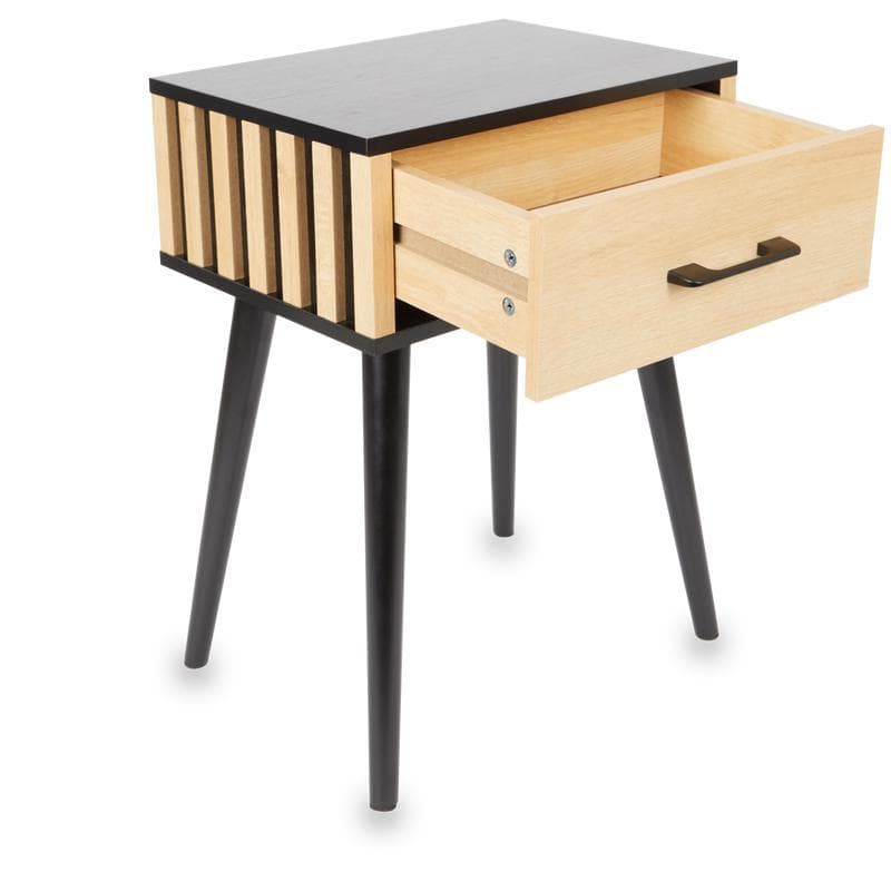 Table de chevet - bois naturel & noir