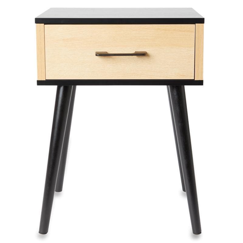 Table de chevet - bois naturel & noir