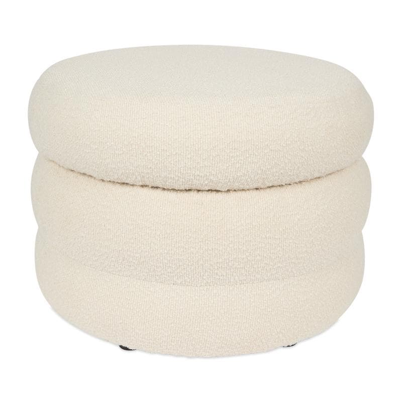 Pouf de rangement en teddy - blanc
