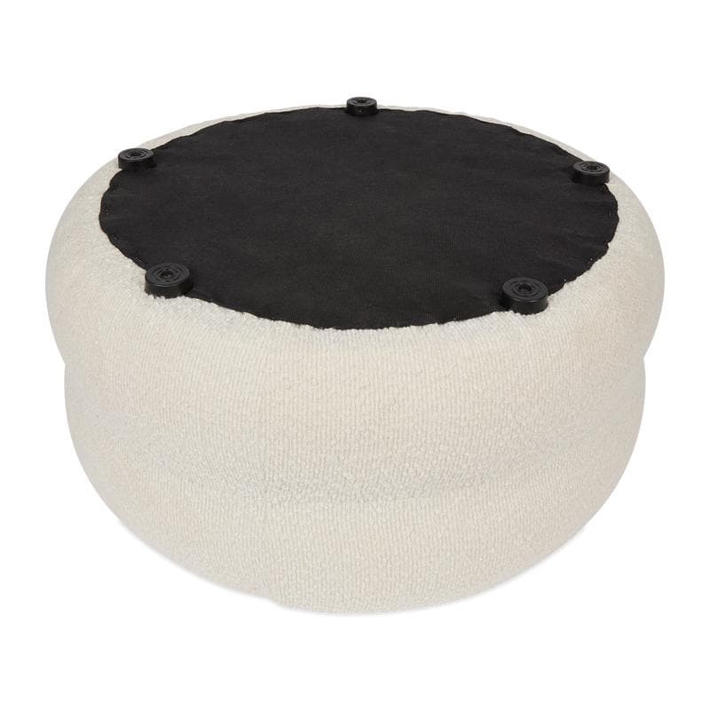Pouf de rangement en teddy - blanc