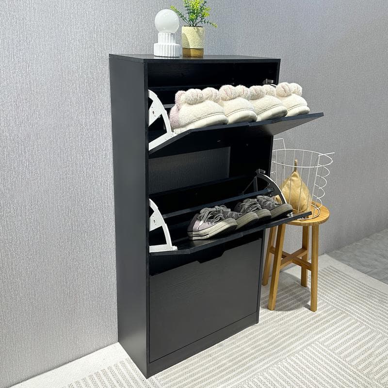 Meuble à chaussures à 3 niveaux - noir