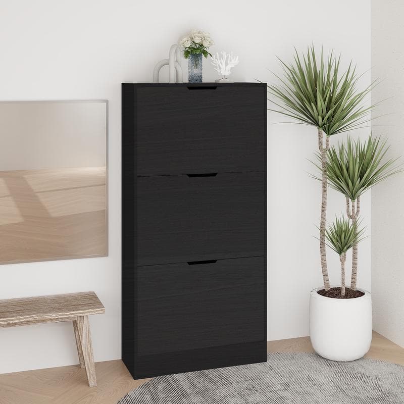 Meuble à chaussures à 3 niveaux - noir