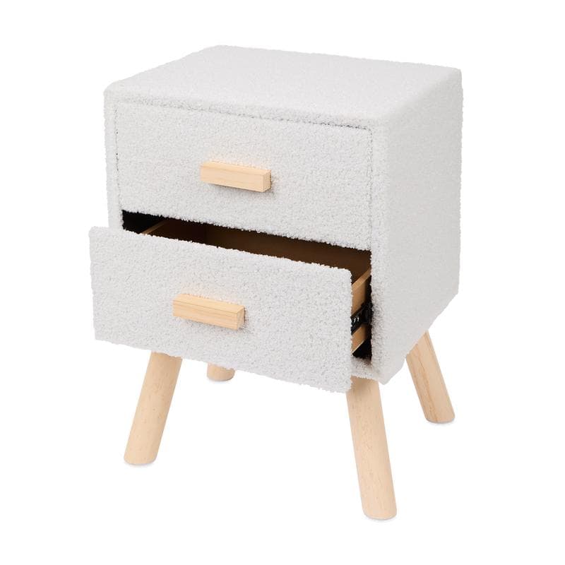 Table de nuit en bouclé - blanc