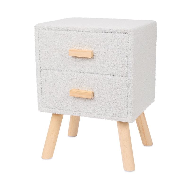 Table de nuit en bouclé - blanc