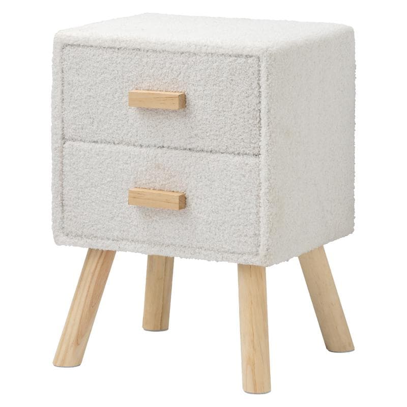 Nachtkastje bouclé - wit