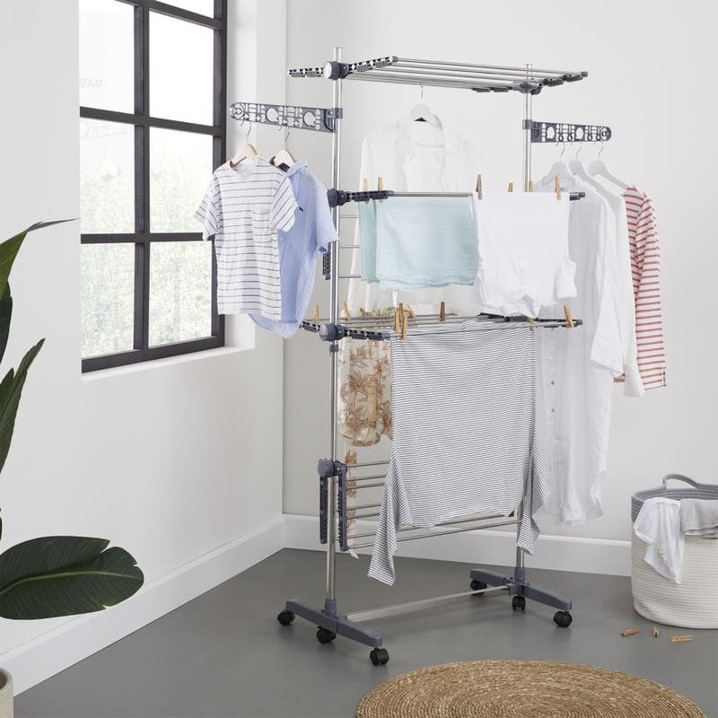 Séchoir à linge 4 niveaux sur roulettes