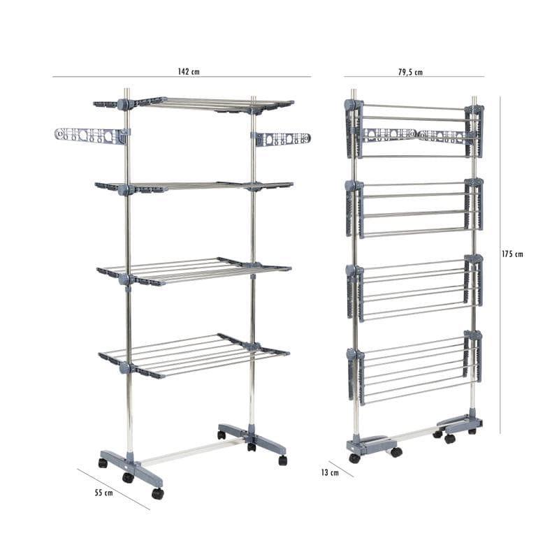 Séchoir à linge 4 niveaux sur roulettes