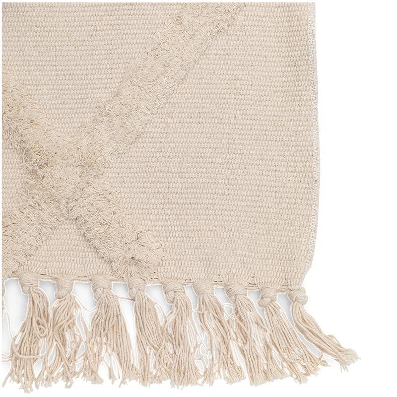 Macramé geruit vloerkleed - Crème