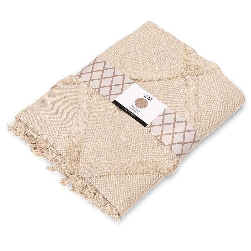 Macramé geruit vloerkleed - Crème