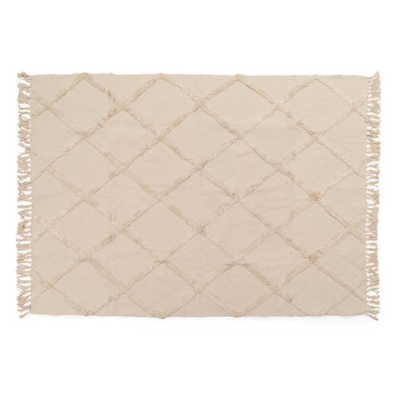 Macramé geruit vloerkleed - Crème