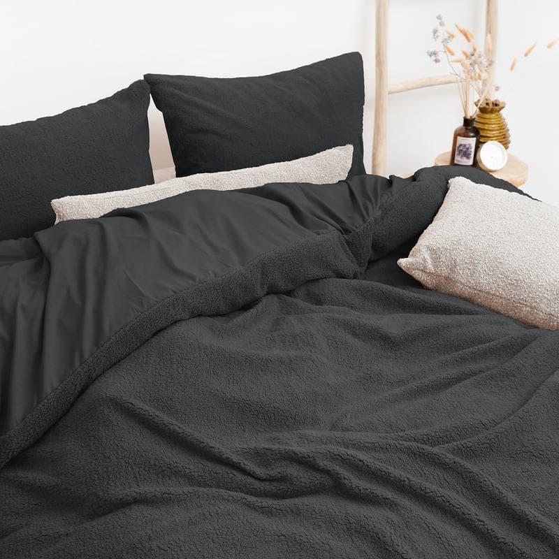 Teddy dekbedovertrek - Antraciet - 140 x 200 cm