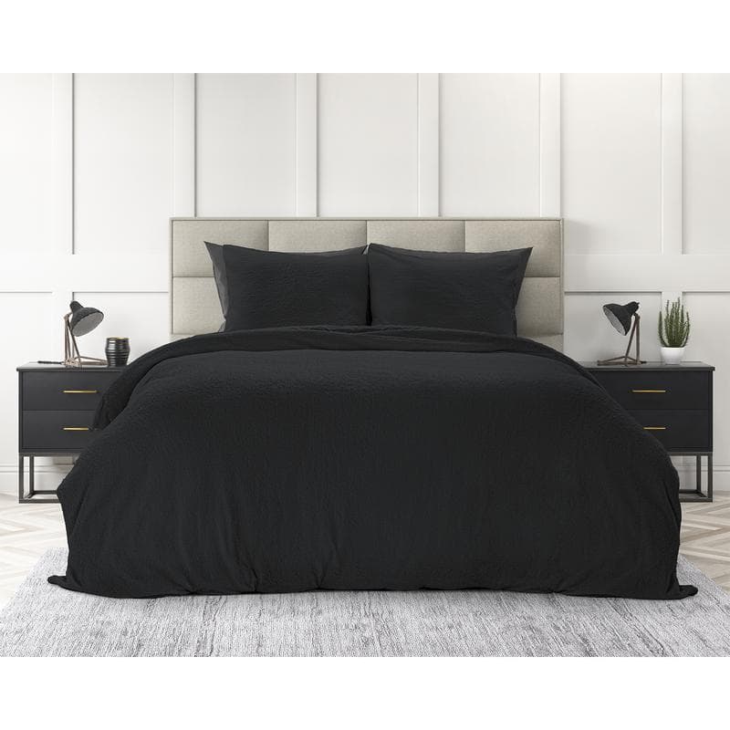 Teddy dekbedovertrek - Antraciet - 200 x 200 cm