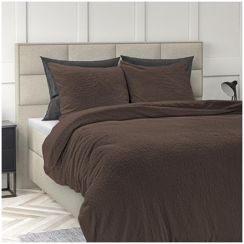 Teddy dekbedovertrek - Bruin - 200 x 200 cm
