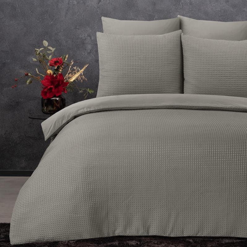 Parure de lit en nid d'abeille 240 x 200/220 cm - sable