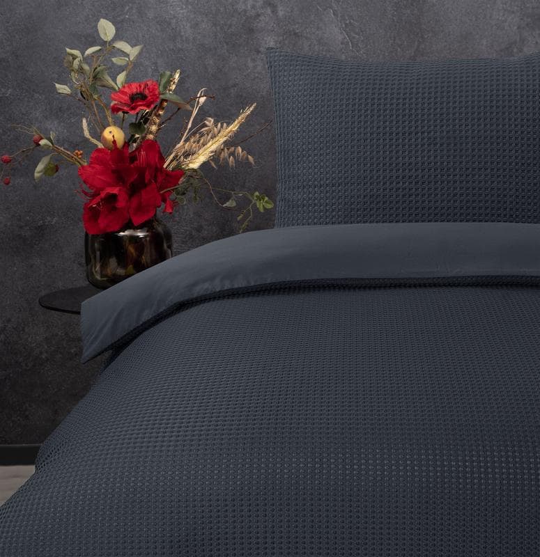 Parure de lit en nid d'abeille 140 x 200/220 cm - gris anthracite