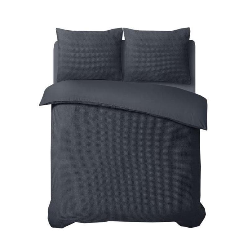Waffle dekbedovertrek 200 x 200/220 cm - antraciet