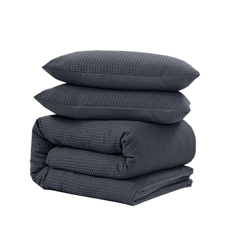 Parure de lit en nid d'abeille 200 x 200/220 cm - gris anthracite