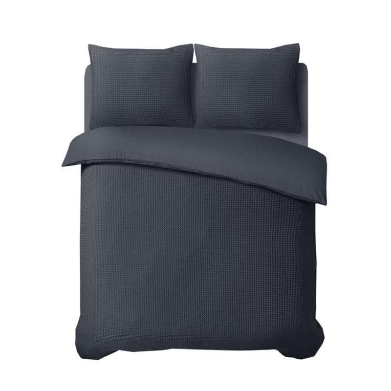 Waffle dekbedovertrek 200 x 200/220 cm - antraciet