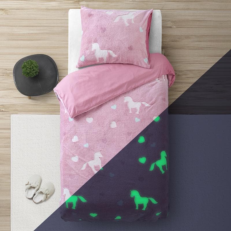 Parure de lit phosphorescente - licornes