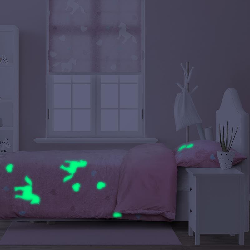 Parure de lit phosphorescente - licornes
