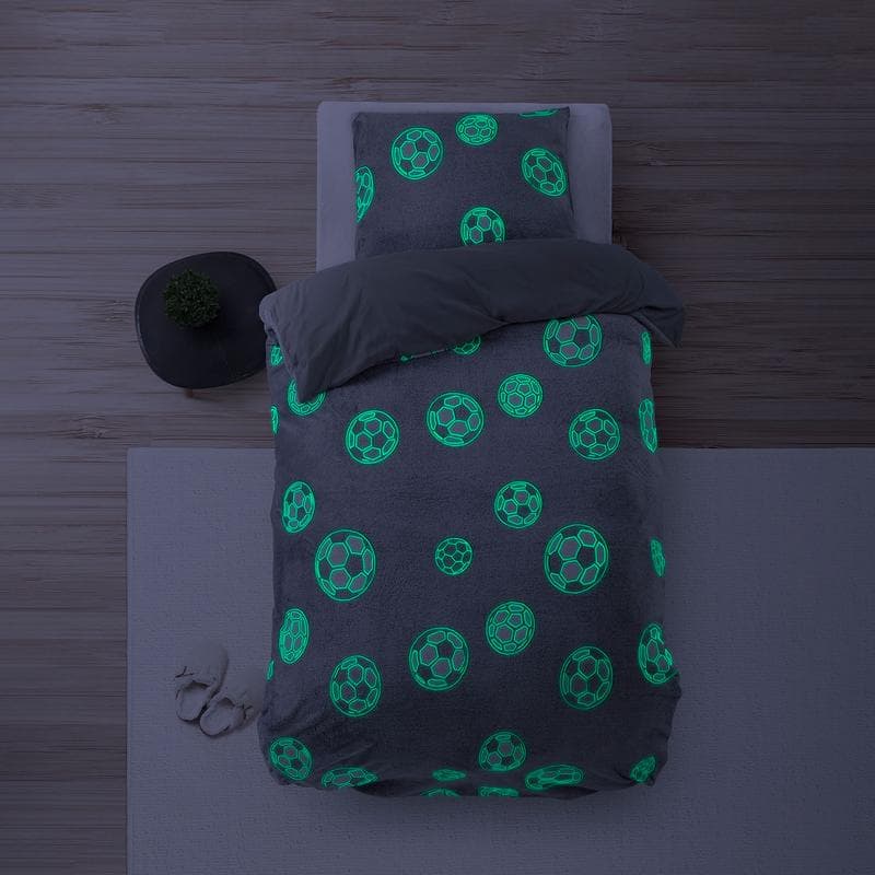 Glow in the dark dekbedovertrekset - voetbal
