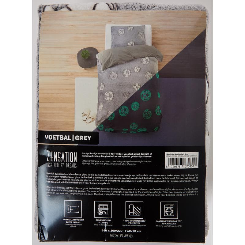 Glow in the dark dekbedovertrekset - Voetbal